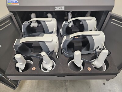 LOT OF (12) Pico Neo3 A7H10 White All-in-One VR Head Set  + Charging CART