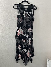 Evan Picone Black Sleeveless Short Party Black Dress Floral Size 12 Fairy Grunge