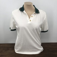 Vintage 80s Lily's of Beverly Hills Preppy White Green Polo Pullover Size M