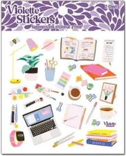 Violette Stickers 2 Sheets Desktop Funday Books Plant Computer Paint Lamp Coffee