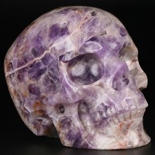 5.0" Dream Chevron Amethyst Carved Crystal Skull, Realistic, Crystal Healing