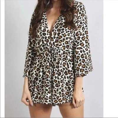 Show Me Your Mumu Roxy Romper Sz M Velveeta Cheetah Leopard Print Mobwife USA