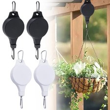 2X Strong Retractable Pulley Plant Hanging Basket Pull Down Hanger Garden Basket
