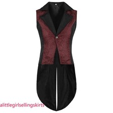 Victorian Mens Tailcoat Vest V Neck Waistcoat Fancy Show Costume Party Men Vest