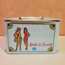 Vintage 1965 Barbie  Francie Storage Case Blue Vinyl Zip Makeup Bag Mattel