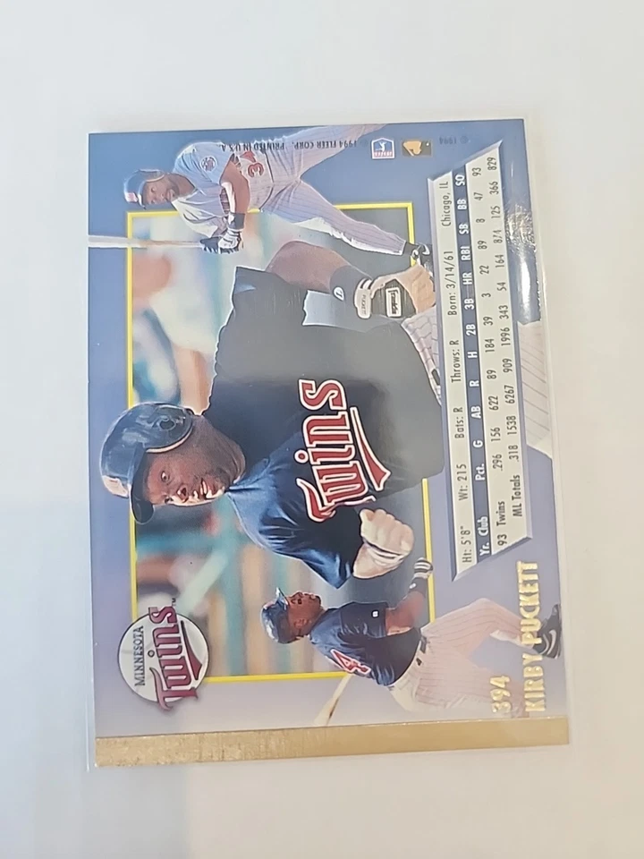 94 Fleer Ultra Baseball KIRBY PUCKETT  #394 Twins - Image 2 of 2