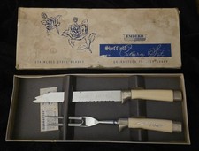 Set coltelli e forchette da intaglio vintage Emdeko Sheffield "The Miracle Worker"