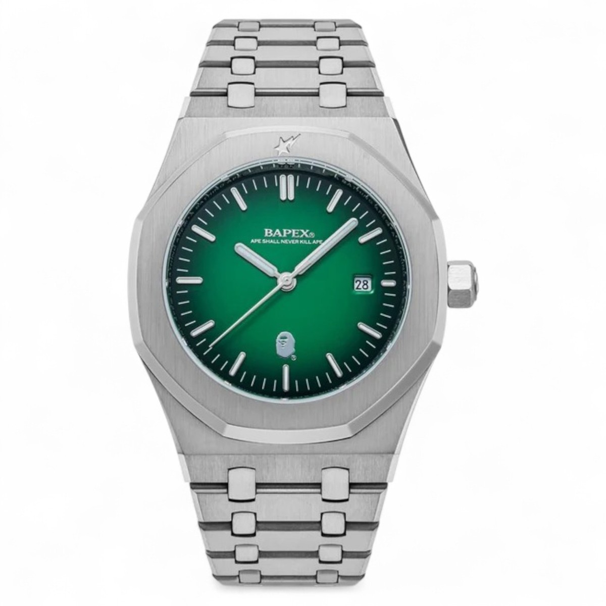 A Bathing Ape TYPE 9 BAPEX #2 Silver Emerald Green Dial Stainless