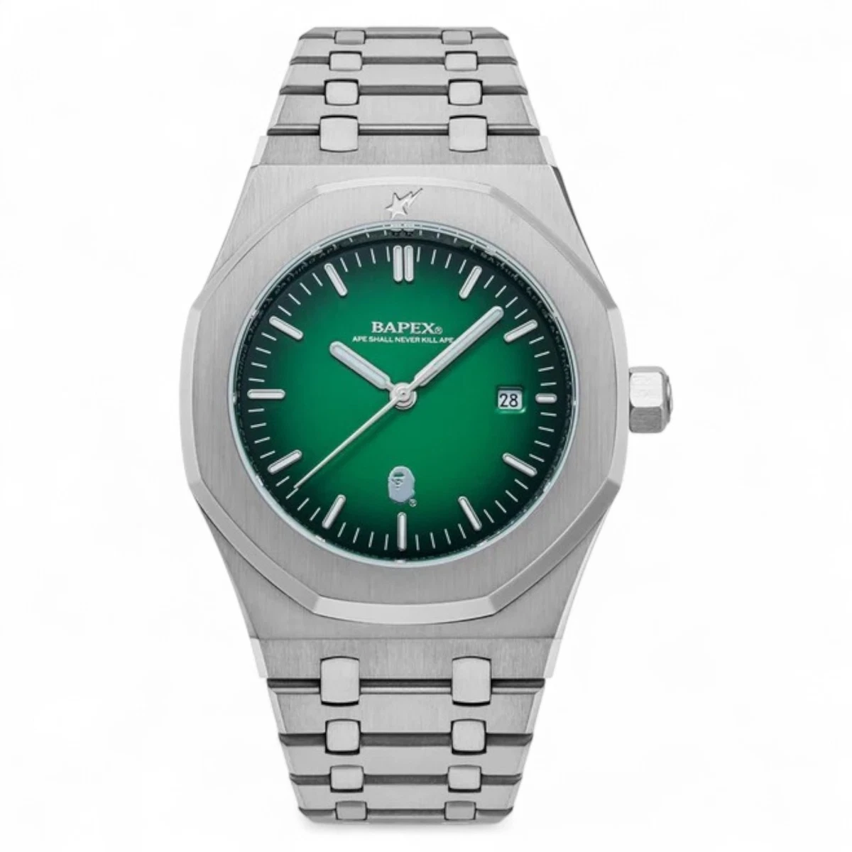 A Bathing Ape TYPE 9 BAPEX #2 Silver Emerald Green Dial Stainless