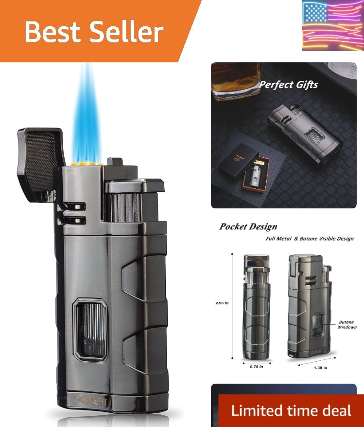 - Refillable, Windproof Metal Design