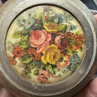 Vintage Large Tin Trinket Powder Box Wind Up Music Box Roses Flowers Musical — photo 4