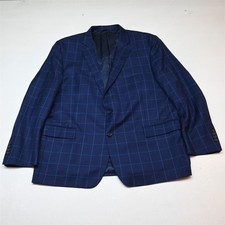 Brooks Brothers 48R Navy Blue Windowpane 100 Wool Regent Blazer Sport Coat