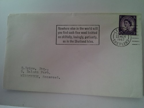 GB COVER SCOTLAND SLOGAN POSTMARK 1967 LERWICK SHETLAND ISLES KNITTED WOOL