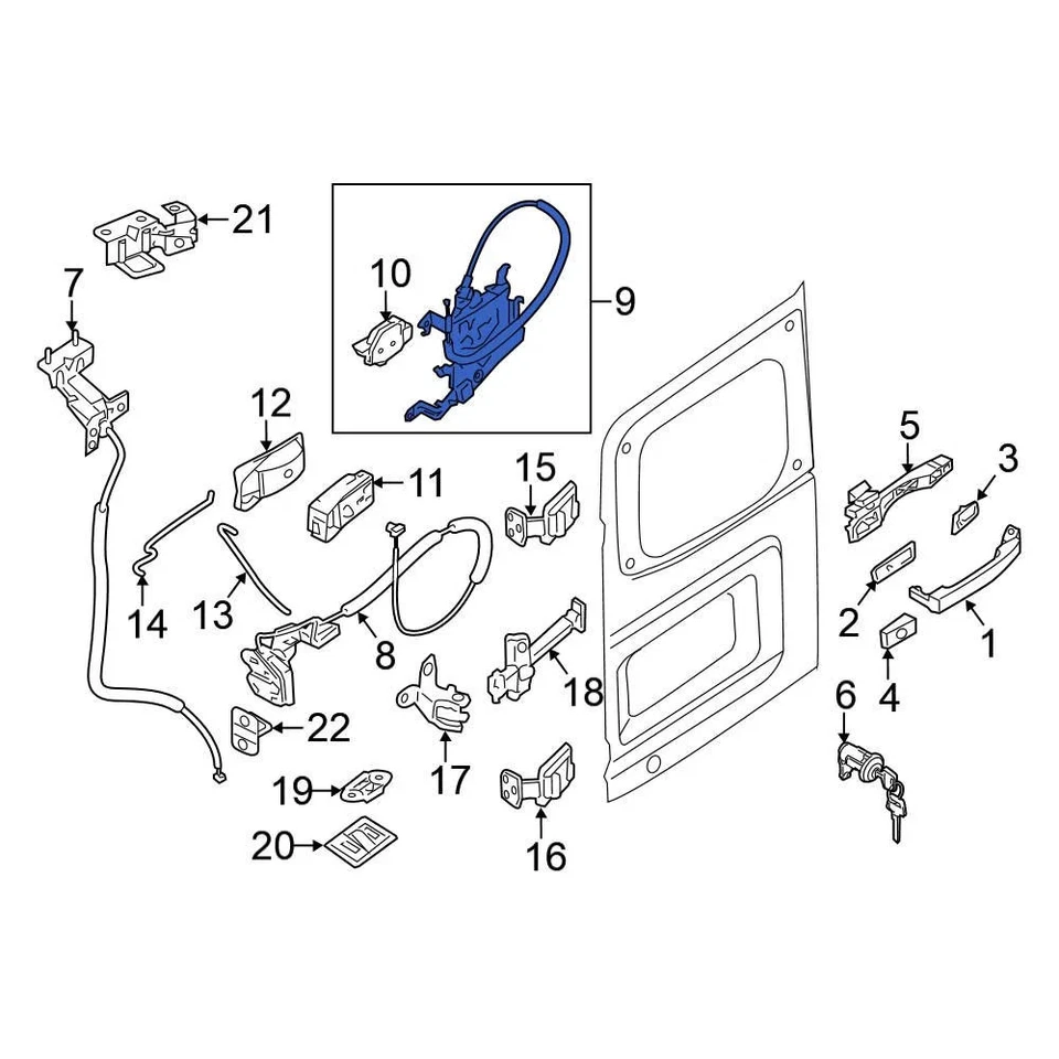 For Nissan NV3500 12-21 Nissan 905021PA0A Rear Right Upper Door Latch Assembly Foto 4 de 4