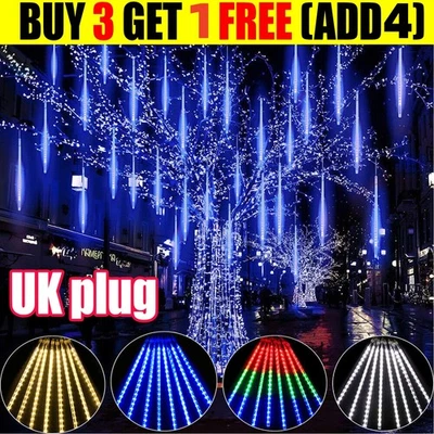 Solar Outdoor Christmas Lights, Meteor Shower Lights, 50CM 8 Tube Icicle Lights！
