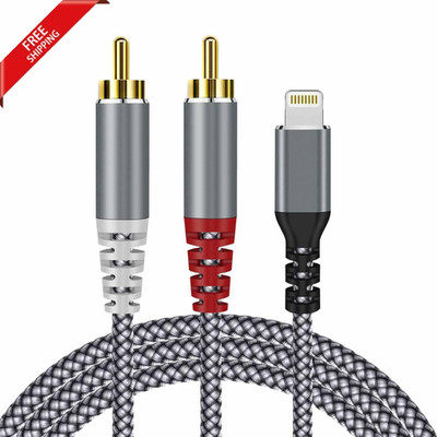 [Mfi Certified] Compatible with Lightning to RCA Cable Audio Adapter, 4FT Ios to