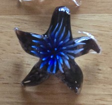 Rare Murano Style Glass Starfish Pendant Blue Blown New