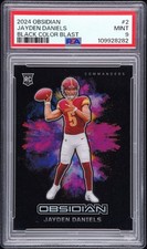 2024 PANINI OBSIDIAN BLACK COLOR BLAST #2 JAYDEN DANIELS ROOKIE RC PSA 9