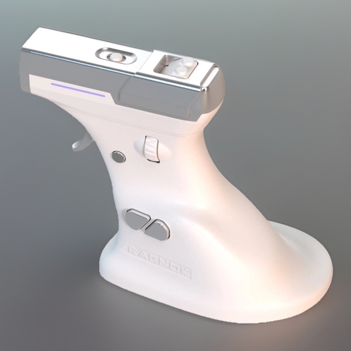 White ErgoStrike7 Ragnok Gaming Gun Mouse With Recoil Feedback