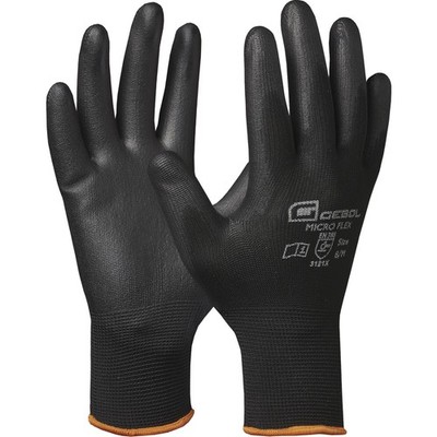 Gebol Micro Flex Arbeitshandschuh Schutzhandschuh Polyester schwarz Größe 8