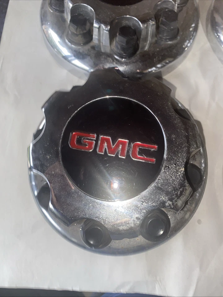 Juego doble de tapas centrales cromadas 15053705 OEM 99-23 GMC Sierra Savana 3500 4500 Foto 4 de 4