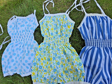 3 VTG SUNSUIT Bubble Romper STRAPPY Girls 2-4 Floral/Stripes/Polka dots