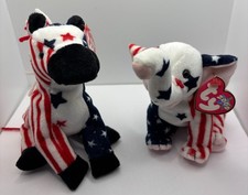 TY Beanie Baby - LEFTY 2000 the Donkey 6 inch And RIGHTY 2000 the Elephant