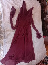 David's Bridal Burgundy Red Flowy Maxi Dress Sz 14