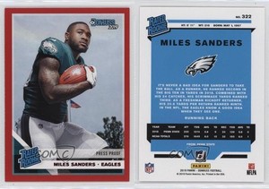 2019 Panini Donruss Rated Rookie Press Proof Red Miles Sanders #322 Rookie RC