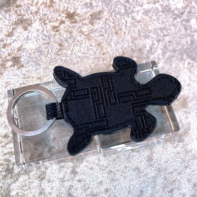 Alfred Dunhill Black Leather Keyring Key Ring Charm Turtle