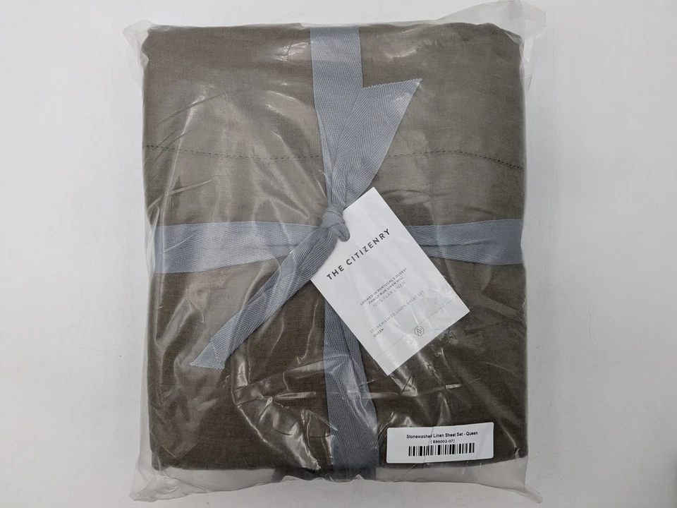 The Citizenry Stonewashed Linen Sheet Set Queen - Olive