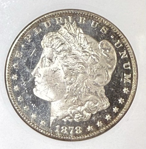 1878 S Morgan Silver Dollar Old Anacs Ogh Holder MS64Dmpl Glass Cameo Obv PL Rev - Picture 9 of 10