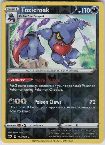 Toxicroak 124/202 Pokemon SWSH01: Sword & Shield Base Set Reverse Holofoil