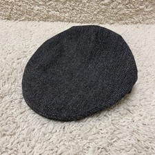 Orvis Lawrence Foster Hat Flat 7 1/8 Gray Herringbone Satin Cabbie Wool Newsboy