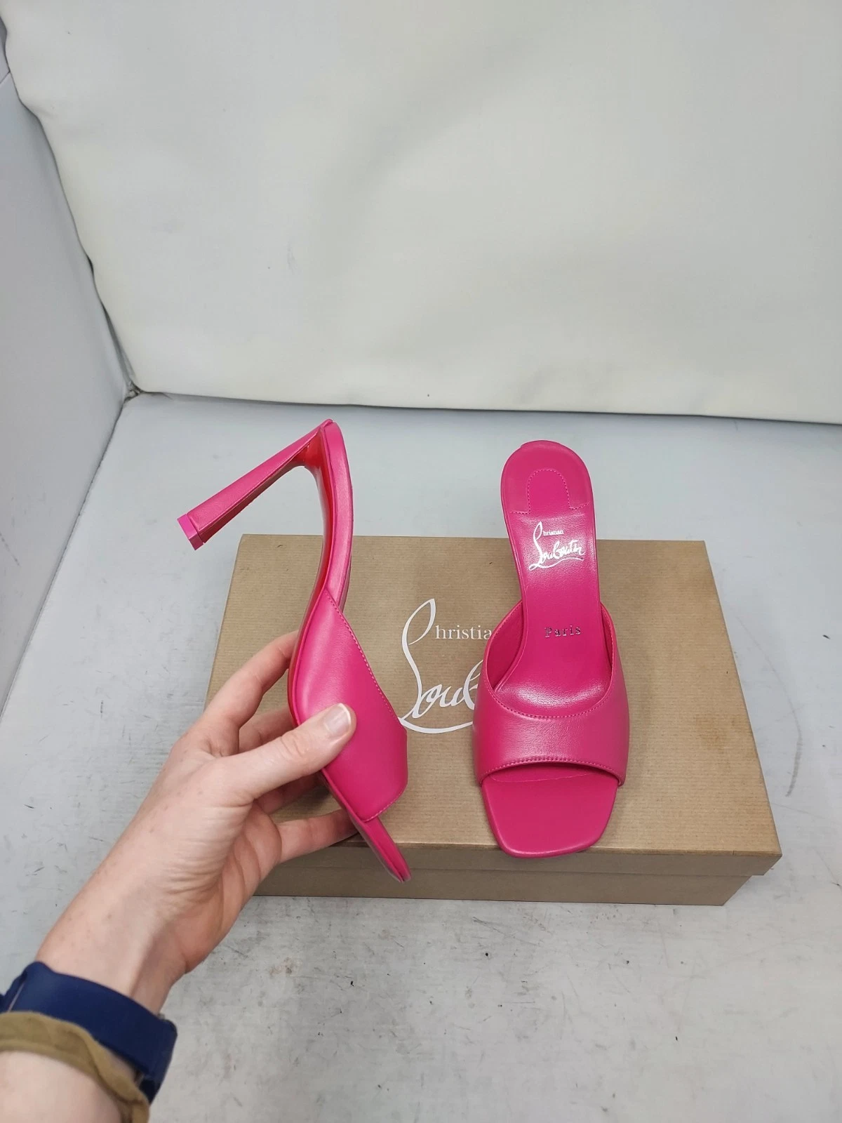 Christian Louboutin — Christian Louboutin Size EU 37.5 US 7.5 WOMENS Pink Condora Leather Heel Sandal