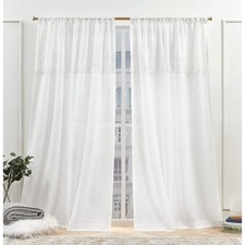 Dunbar Light Filtering Rod Pocket Curtain Panels, 50"x96", White, Set of 2