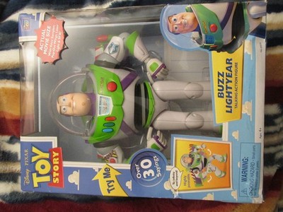 PIXAR TOY STORY BUZZ LIGHTYEAR TALKING ACTION FIGURE THINKWAY RARE 64070