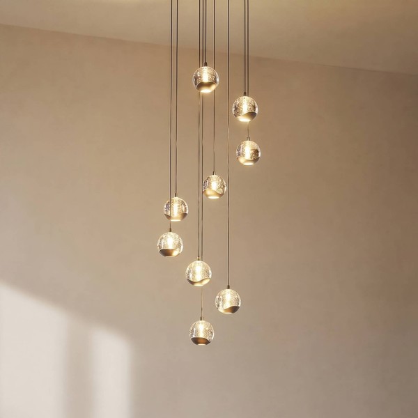 Lucande Led Pendelleuchte 'Hayley' (Modern) In Transparent Aus Glas (9 Flammig,-image