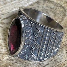 NEW Sundance Catalog JEWELRY Silver Gold  Into The Night  Garnet Faucet Ring 9