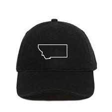Montana Map Outline Dad Baseball Cap Embroidered Cotton Adjustable Dad Hat
