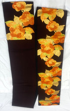 Japanese Vintage Kimono Fukuro Obi Silk Black Traditional Embroidery 159 x11 in