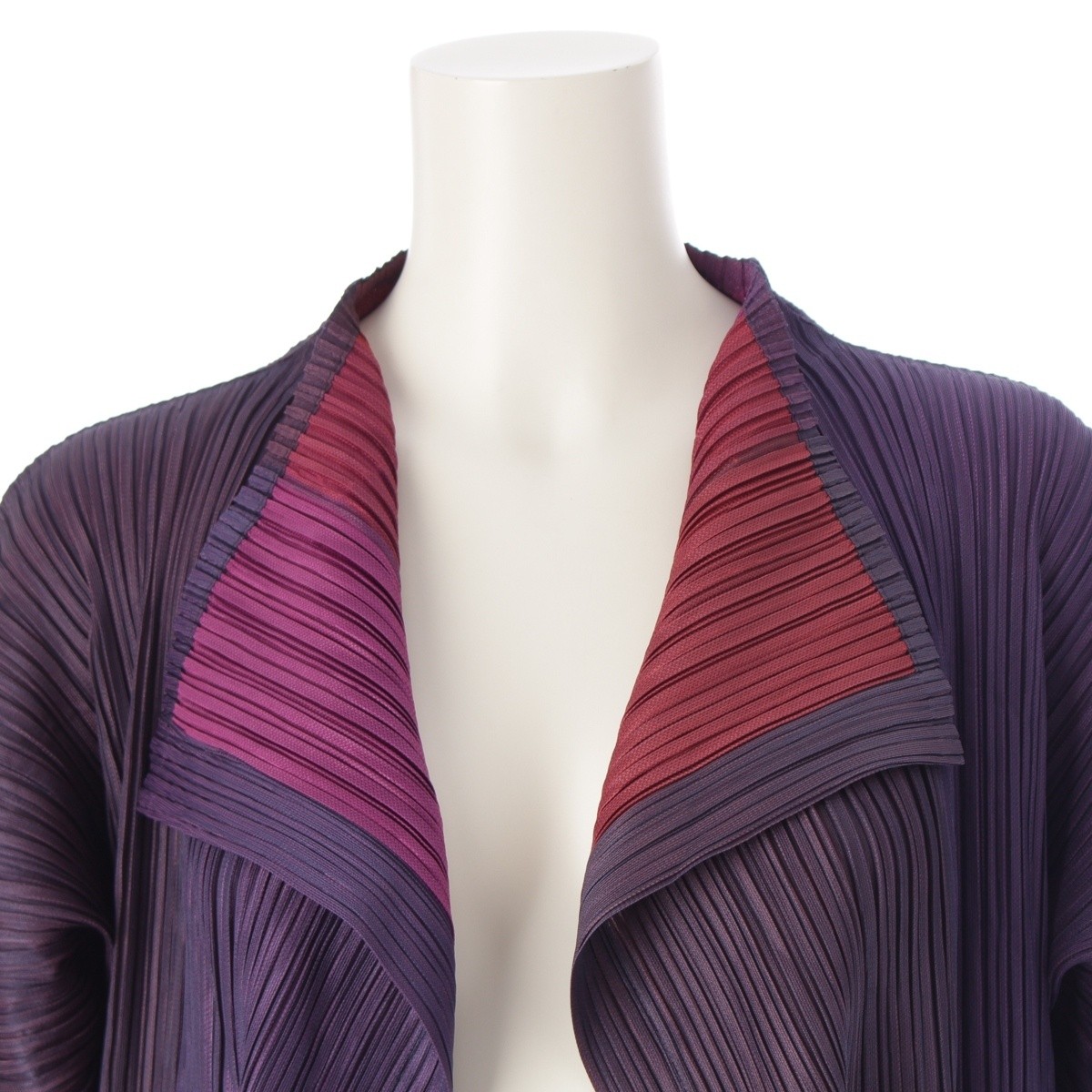 ALTRA PLEATS PLEASE ISSEY Cappotto cardigan bicolore manica lunga PP43 JA812 viola 4