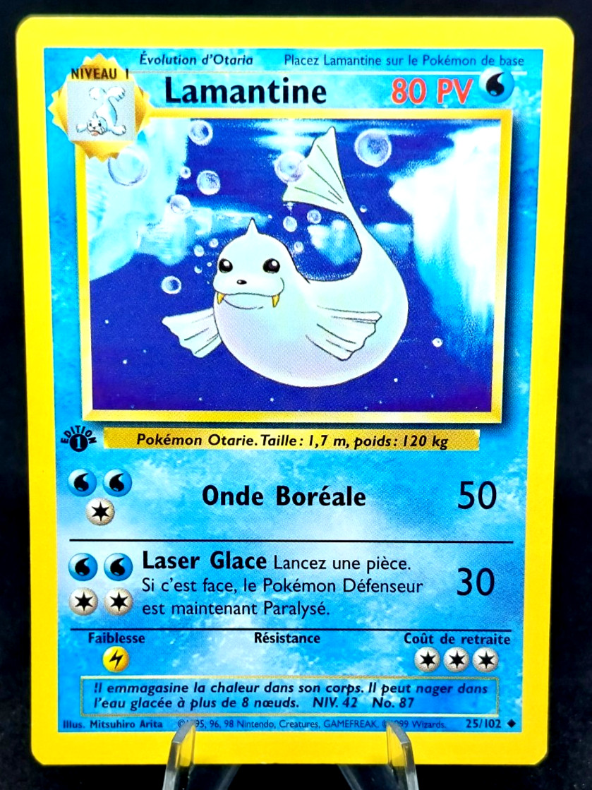 Pokemon Card - 1st Edition Lamantine (Dewgong) - (25/102) French Base Set TCG NM
