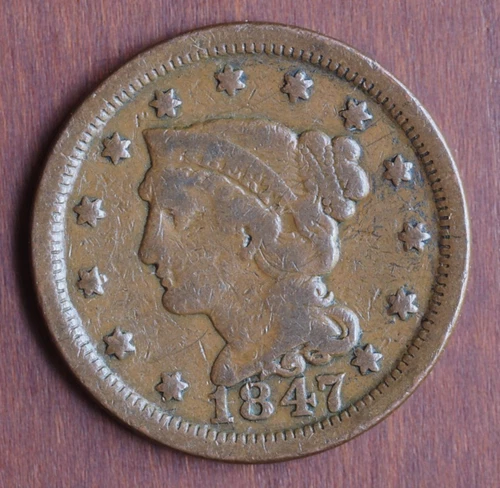 Photo of a 1847-P Large Cent from an eBay listing that sold on Jul 19, 2026