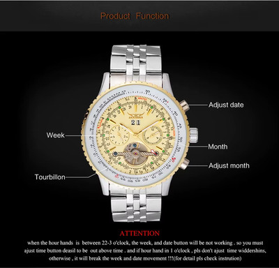 JARAGAR Herren Uhren Luxus Edelstahl Tourbillon Uhr Männer Automatische Selbst W
