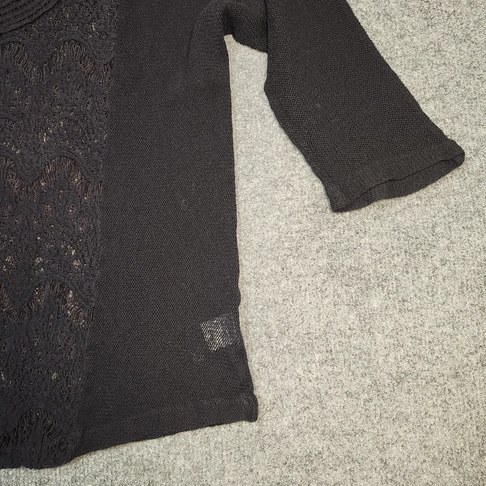 Top XCVI Mujer Pequeño Negro Crochet Encaje Transparente Boho Romántico  Foto 3 de 4