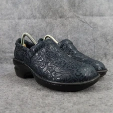 Born Concept Shoe Women 9.5 Boc Clog Slip On Peggy Leather Embossed Comfort Blue