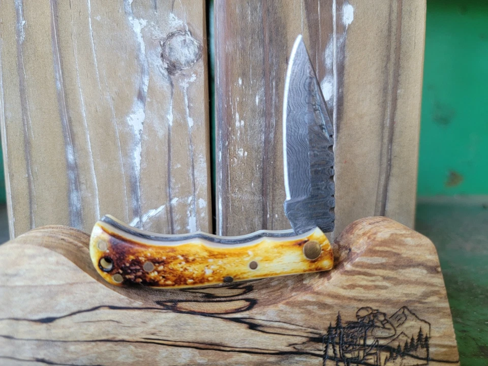 Cuchillos Titan International Damasco Acero Bloqueo Cuchillo de Bolsillo/Funda Sin Caja Foto 3 de 4