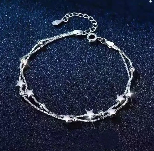 Silver Star Double Layer Charm Bracelet