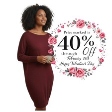 Eileen Fisher Burgundy Knit Dress Dolman Sleeve Comfy Casual Minimalist Large